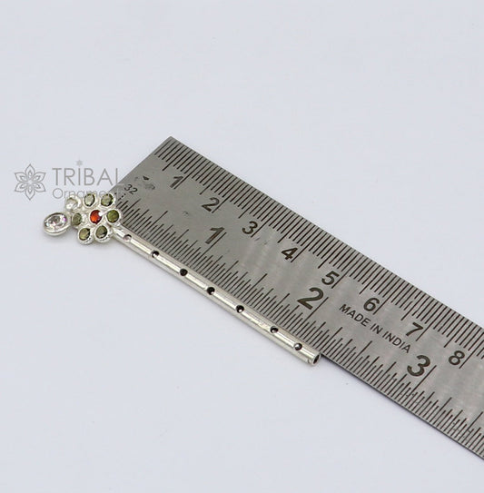 6cm long Flute divine 925 sterling silver handmade stone work design idol Krishna flute, silver bansuri, laddu Gopala flute su1256 - TRIBAL ORNAMENTS