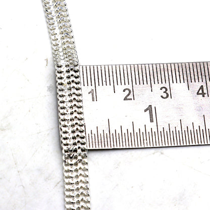 Handmade 6mm sterling silver wheat chain ankle bracelet, 10.5 inches long, with intricate design, perfect for belly dance jewelry.