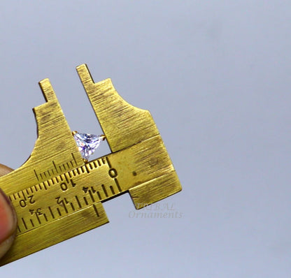 6mm 18kt yellow gold handmade single stone Triangle shape stud earring cartilage earring customized unisex screw back stud jewelry er147 - TRIBAL ORNAMENTS