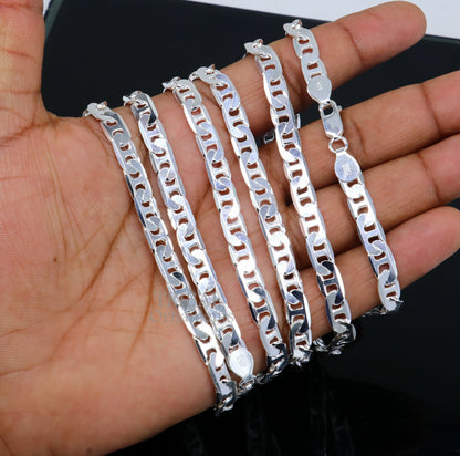 Sterling silver 20-inch 6mm handmade chain necklace with modern trendy design, unisex jewelry by Tribal Ornaments.