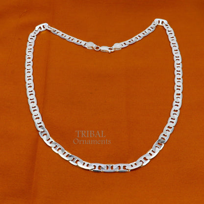 Sterling silver 6mm 20-inch handmade trendy chain necklace with modern design, unisex jewelry, from Tribal Ornaments.