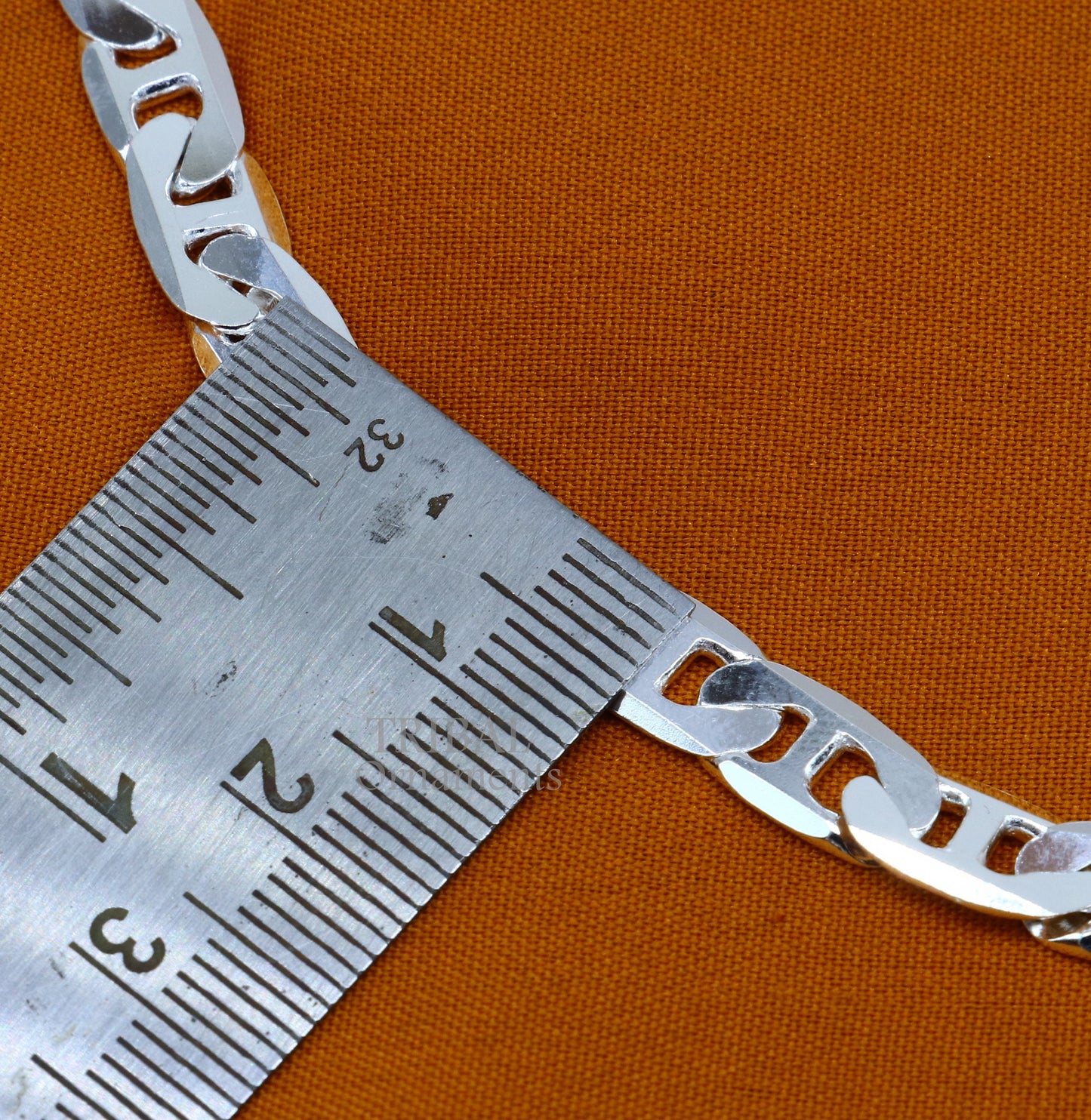 6mm 20" solid 925 sterling silver  handmade modern trendy design unique fancy chain necklace, best gifting unisex jewelry India ch218 - TRIBAL ORNAMENTS