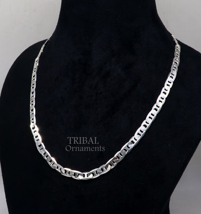 Sterling silver 20-inch handmade trendy chain necklace with modern design, unisex jewelry by TRIBAL ORNAMENTS