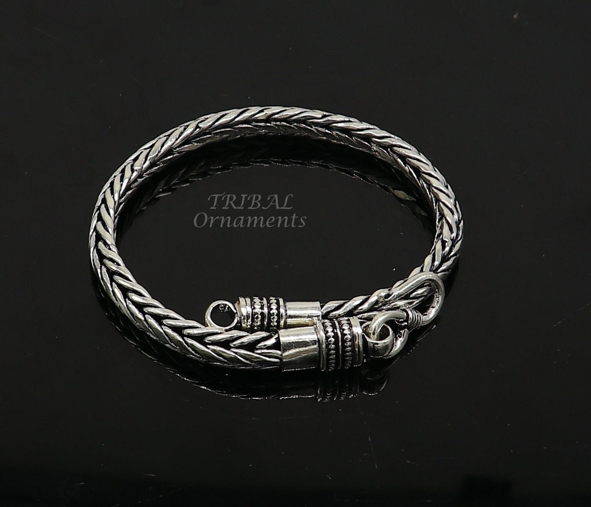 6mm 9" inches 925 sterling silver handmade stylish oxidized chain bracelet customized design gorgeous personalized gifting jewelry sbr450 - TRIBAL ORNAMENTS
