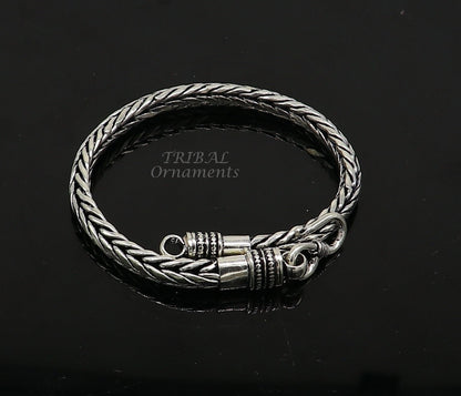 6mm 9" inches 925 sterling silver handmade stylish oxidized chain bracelet customized design gorgeous personalized gifting jewelry sbr450 - TRIBAL ORNAMENTS