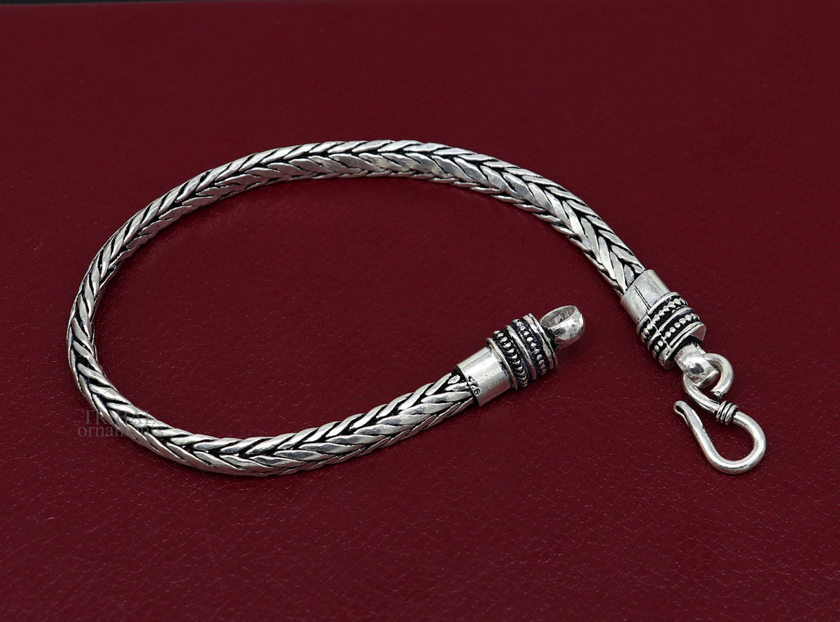 6mm 9" inches 925 sterling silver handmade stylish oxidized chain bracelet customized design gorgeous personalized gifting jewelry sbr450 - TRIBAL ORNAMENTS
