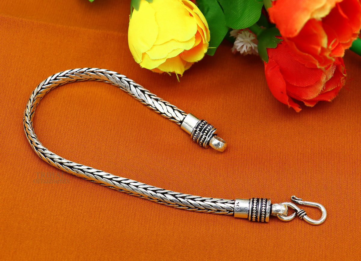 6mm 9" inches 925 sterling silver handmade stylish oxidized chain bracelet customized design gorgeous personalized gifting jewelry sbr450 - TRIBAL ORNAMENTS