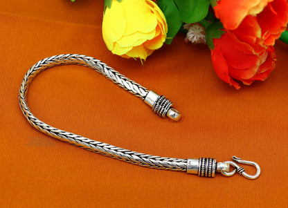 6mm 9" inches 925 sterling silver handmade stylish oxidized chain bracelet customized design gorgeous personalized gifting jewelry sbr450 - TRIBAL ORNAMENTS