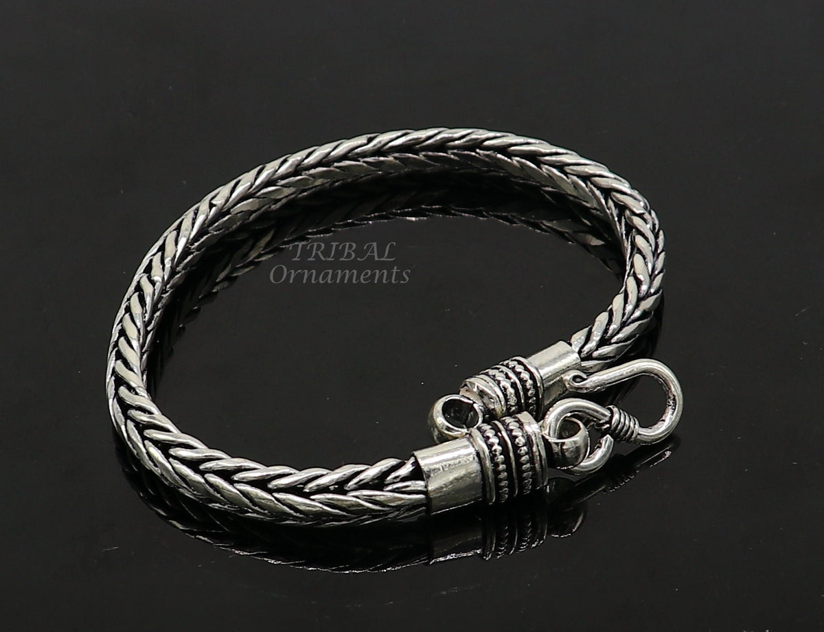 6mm 9" inches 925 sterling silver handmade stylish oxidized chain bracelet customized design gorgeous personalized gifting jewelry sbr450 - TRIBAL ORNAMENTS
