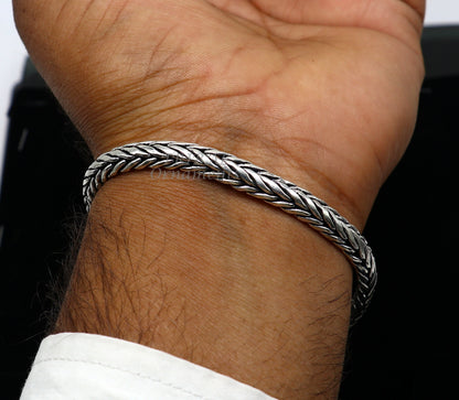6mm 9" inches 925 sterling silver handmade stylish oxidized chain bracelet customized design gorgeous personalized gifting jewelry sbr450 - TRIBAL ORNAMENTS