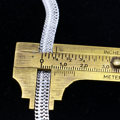 6mm 925 sterling silver wheat chain bracelet from Rajasthan, India, featuring a flat, flexible unisex design by TRIBAL ORNAMENTS.