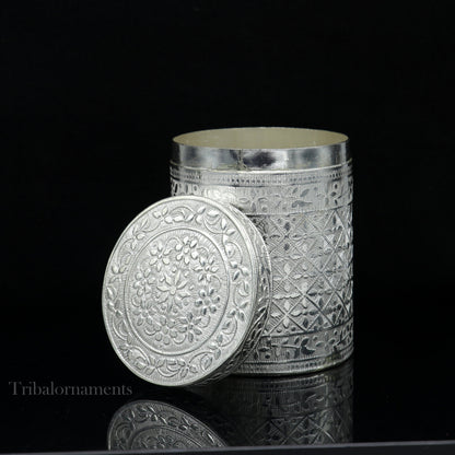 7.3cm 925 solid silver utensils vintage style trinket box, container/casket box bridal floral work box, jewelry box silver utensils stb310 - TRIBAL ORNAMENTS