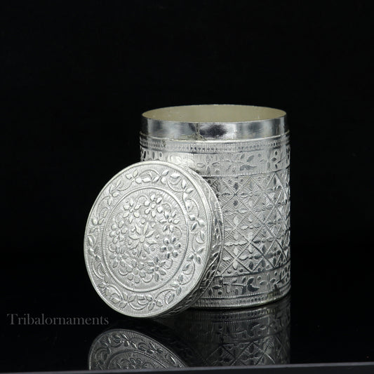 7.3cm 925 solid silver utensils vintage style trinket box, container/casket box bridal floral work box, jewelry box silver utensils stb310 - TRIBAL ORNAMENTS