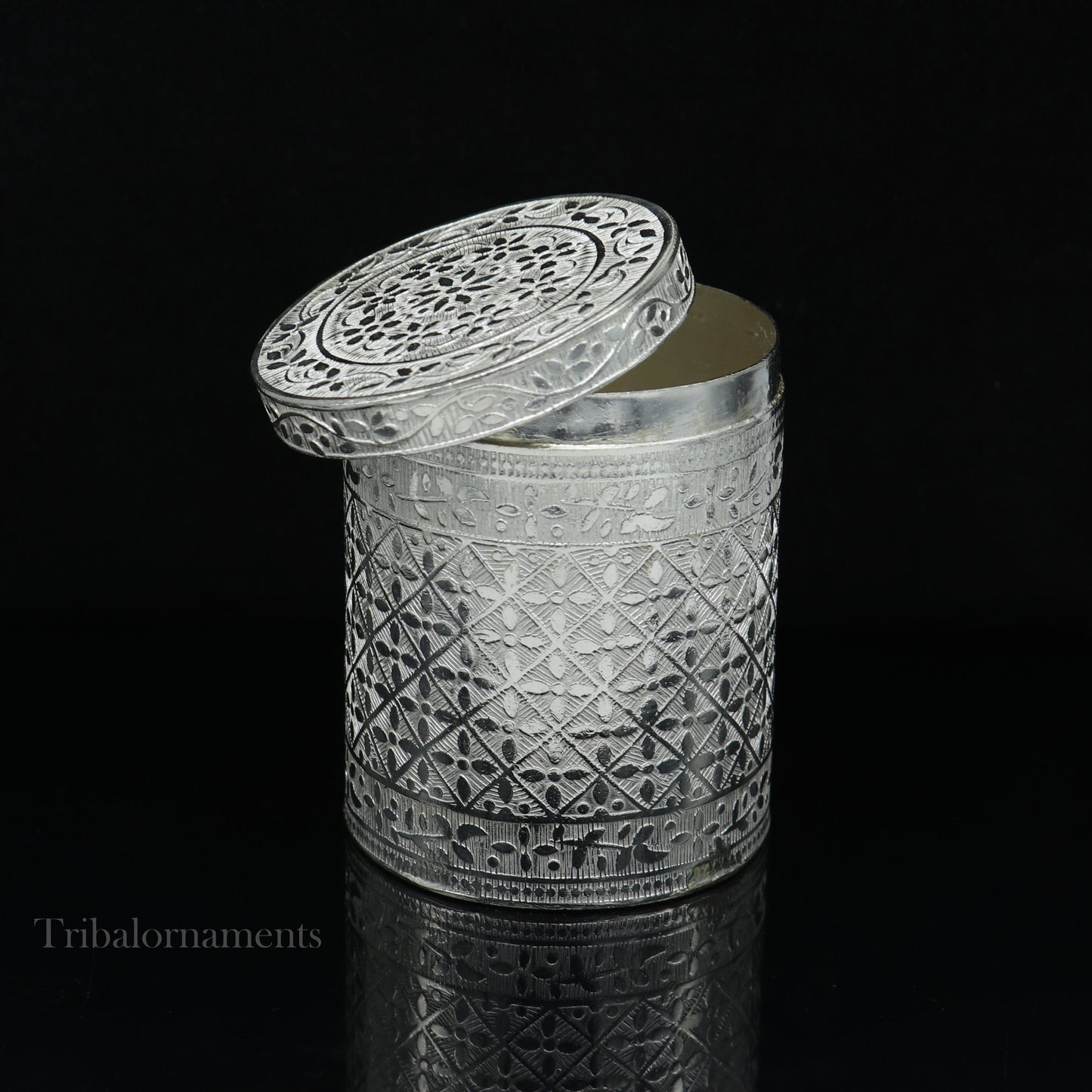 7.3cm 925 solid silver utensils vintage style trinket box, container/casket box bridal floral work box, jewelry box silver utensils stb310 - TRIBAL ORNAMENTS