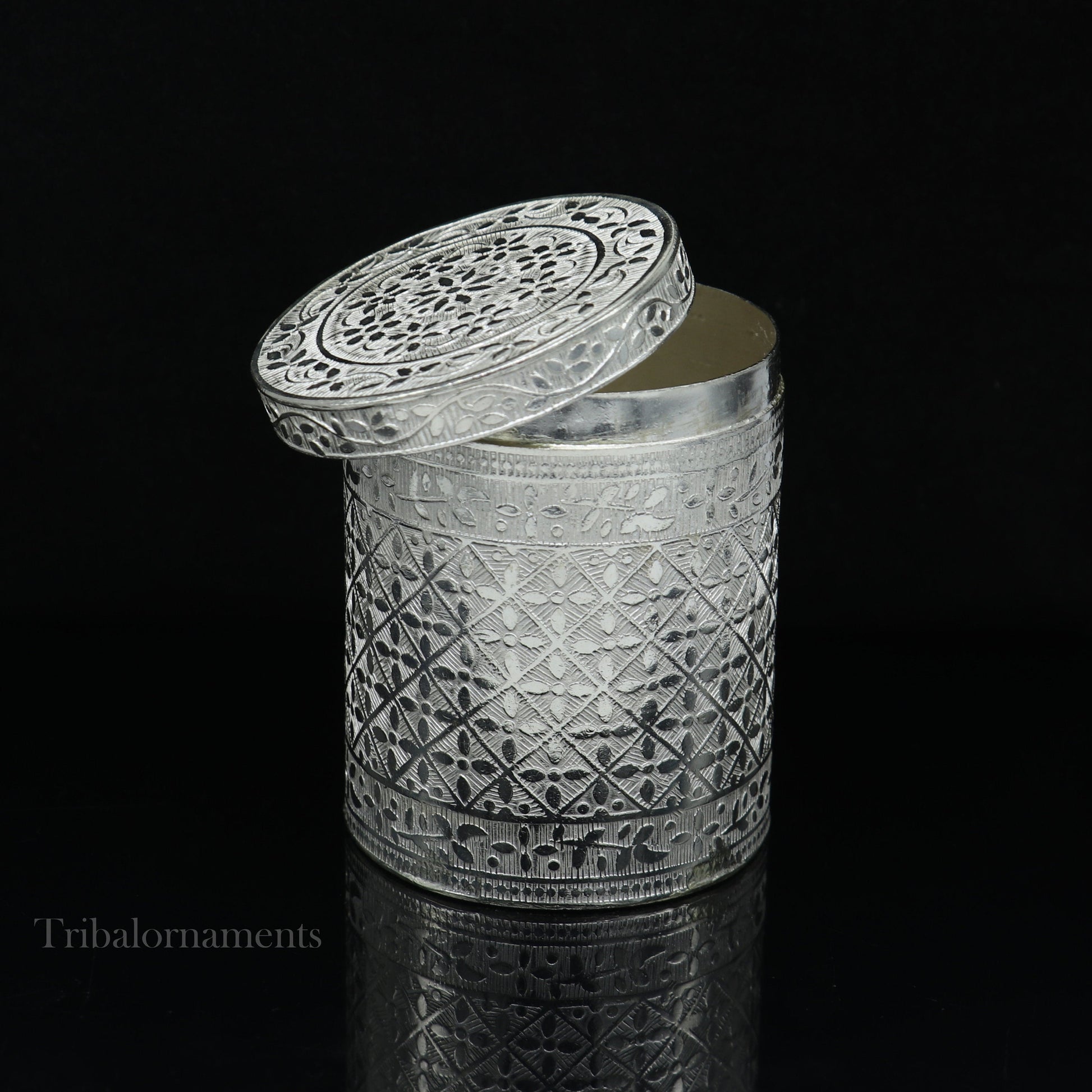 7.3cm 925 solid silver utensils vintage style trinket box, container/casket box bridal floral work box, jewelry box silver utensils stb310 - TRIBAL ORNAMENTS