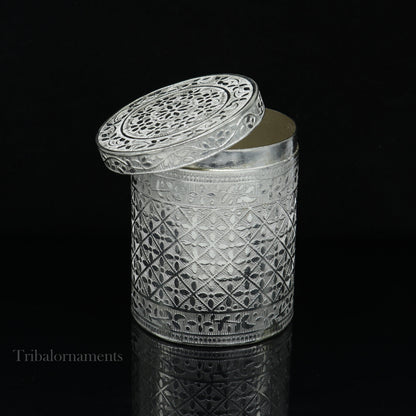 7.3cm 925 solid silver utensils vintage style trinket box, container/casket box bridal floral work box, jewelry box silver utensils stb310 - TRIBAL ORNAMENTS