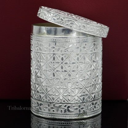 7.3cm 925 solid silver utensils vintage style trinket box, container/casket box bridal floral work box, jewelry box silver utensils stb310 - TRIBAL ORNAMENTS