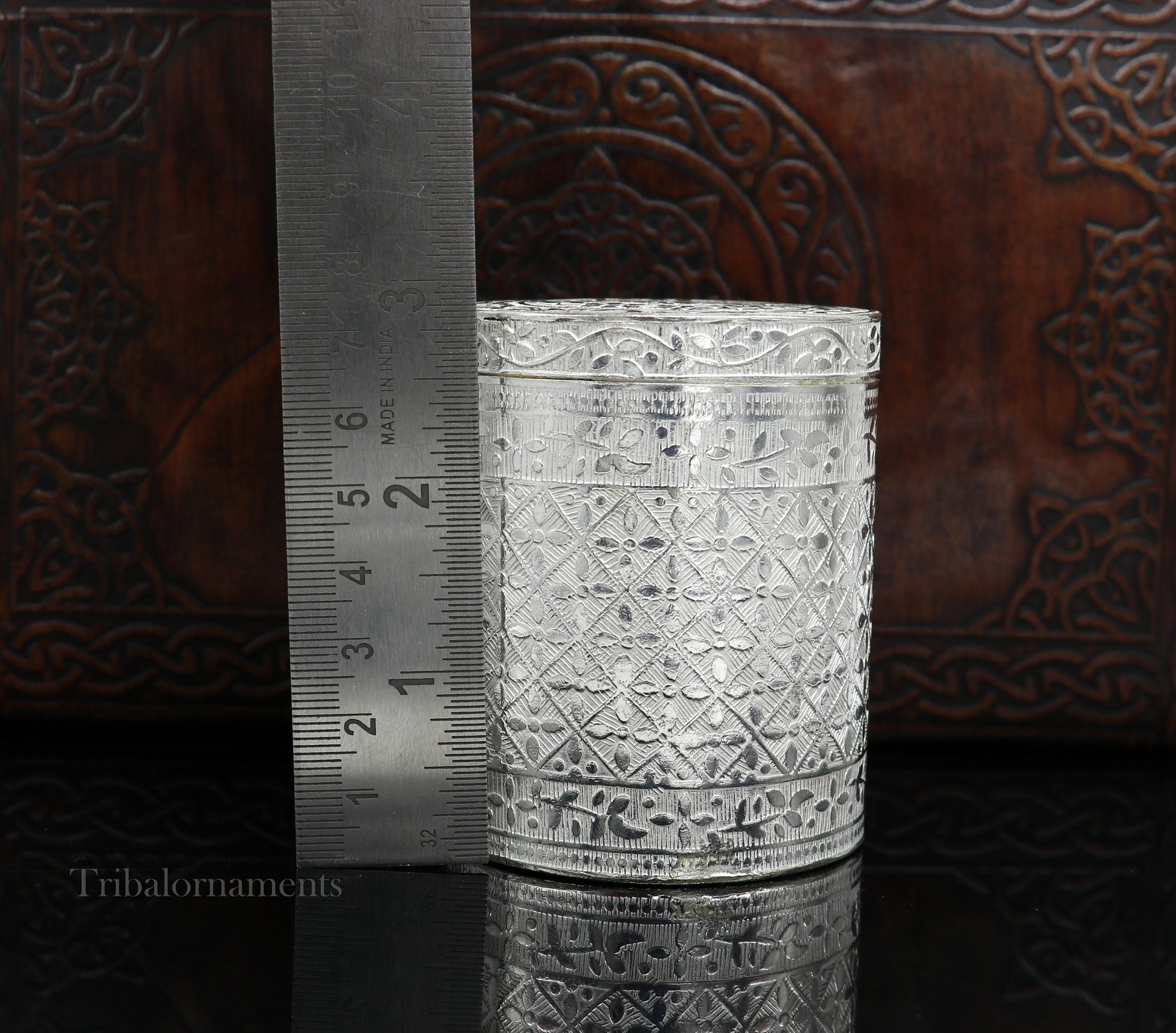 7.3cm 925 solid silver utensils vintage style trinket box, container/casket box bridal floral work box, jewelry box silver utensils stb310 - TRIBAL ORNAMENTS