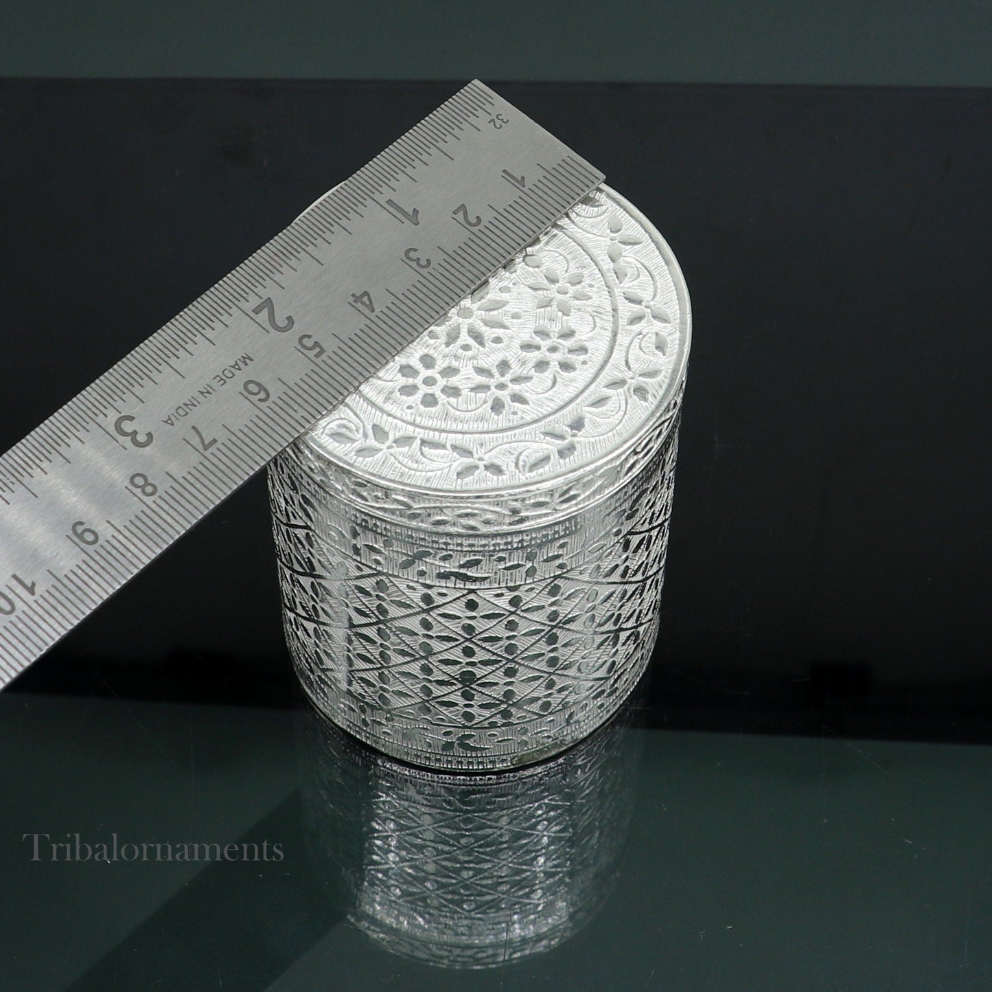 7.3cm 925 solid silver utensils vintage style trinket box, container/casket box bridal floral work box, jewelry box silver utensils stb310 - TRIBAL ORNAMENTS