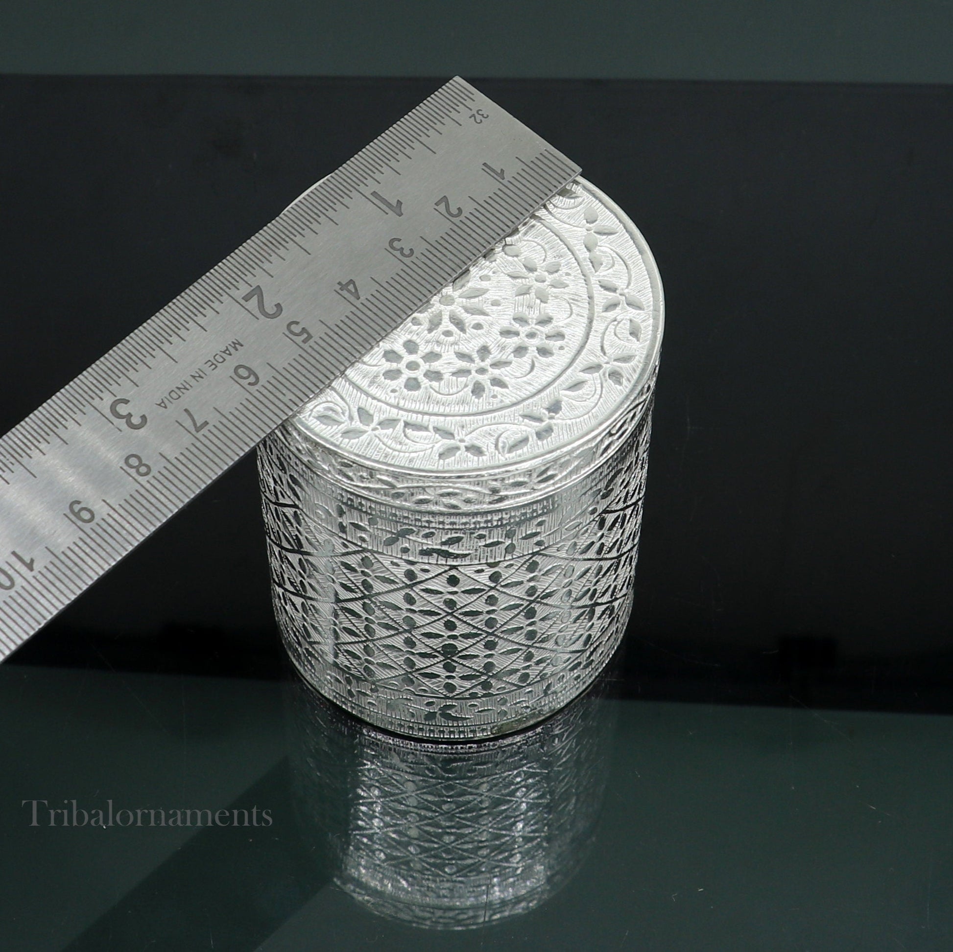 7.3cm 925 solid silver utensils vintage style trinket box, container/casket box bridal floral work box, jewelry box silver utensils stb310 - TRIBAL ORNAMENTS