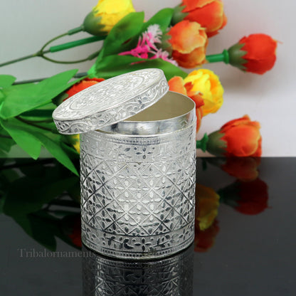 7.3cm 925 solid silver utensils vintage style trinket box, container/casket box bridal floral work box, jewelry box silver utensils stb310 - TRIBAL ORNAMENTS