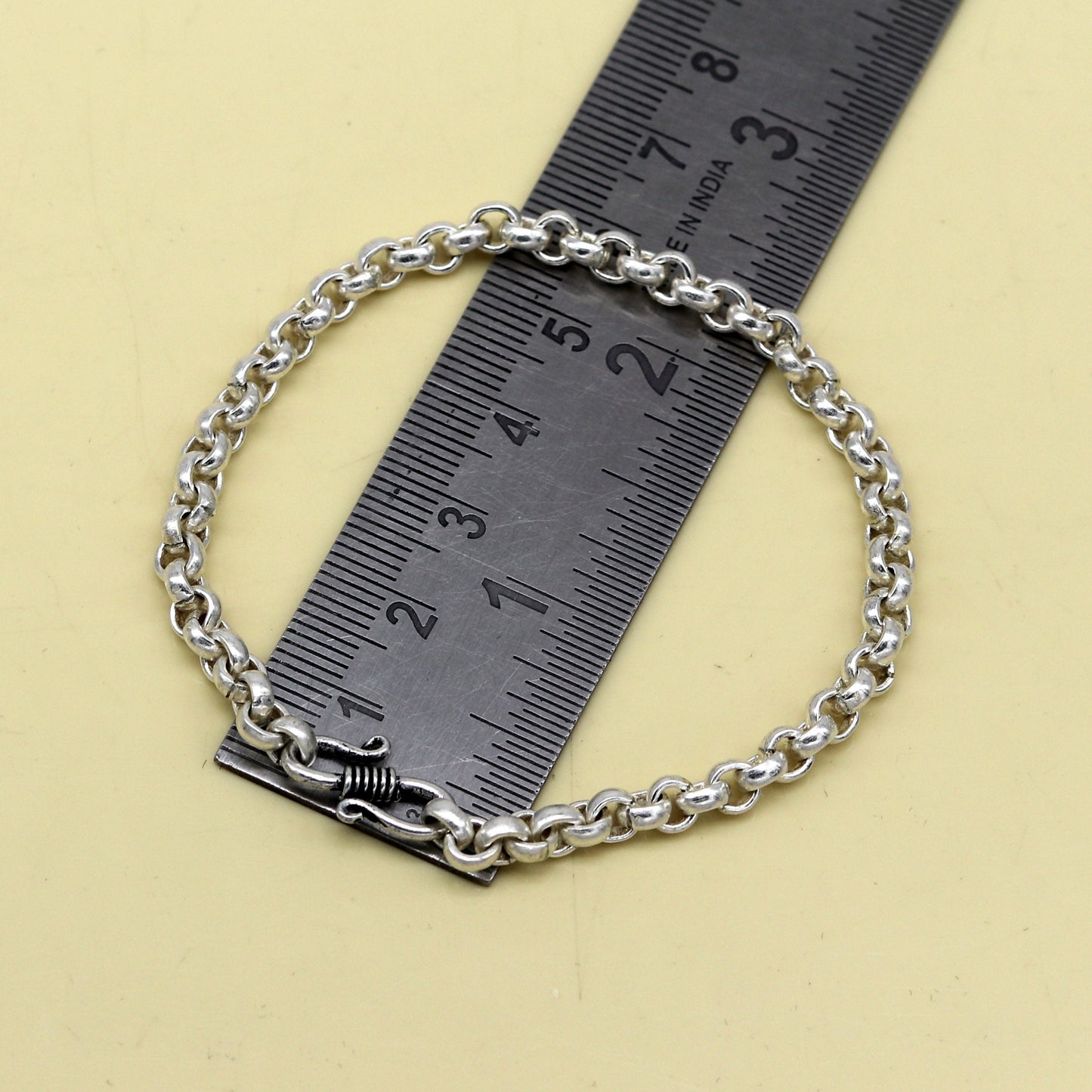 7.5" 925 sterling silver handmade customized solid rolo chain bracelet, stylish link bracelet unisex gifting belly dance jewelry nsbr185 - TRIBAL ORNAMENTS