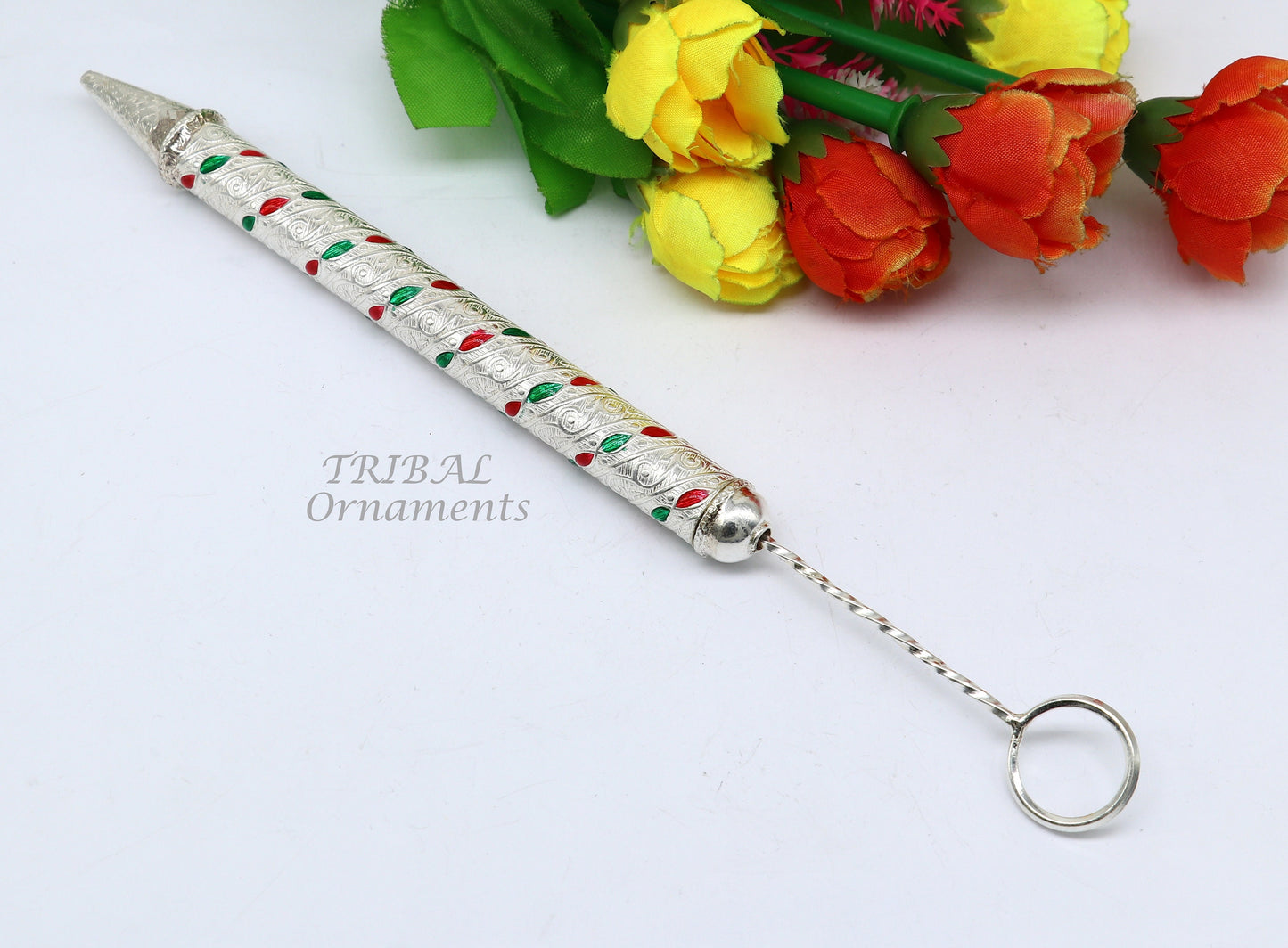 7.5" 925 sterling silver new trendy Holi special Laddu Gopala colorful Pichkari and Bucket best gift to Lord Krishna accessories su1013 - TRIBAL ORNAMENTS