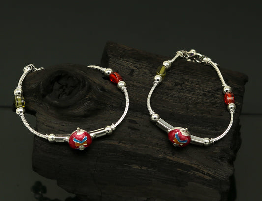 7.5" handmade amazing smiley customized design baby ankle bracelet, teenager personalized baby gifting kids anklets jewelry nank198 - TRIBAL ORNAMENTS