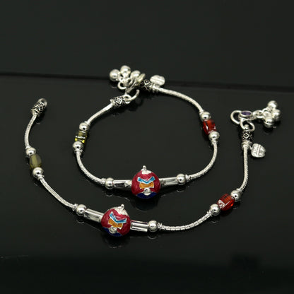 7.5" handmade amazing smiley customized design baby ankle bracelet, teenager personalized baby gifting kids anklets jewelry nank198 - TRIBAL ORNAMENTS
