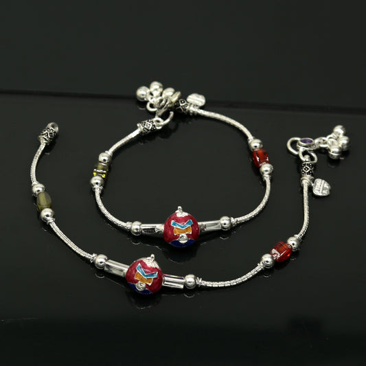 7.5" handmade amazing smiley customized design baby ankle bracelet, teenager personalized baby gifting kids anklets jewelry nank198 - TRIBAL ORNAMENTS