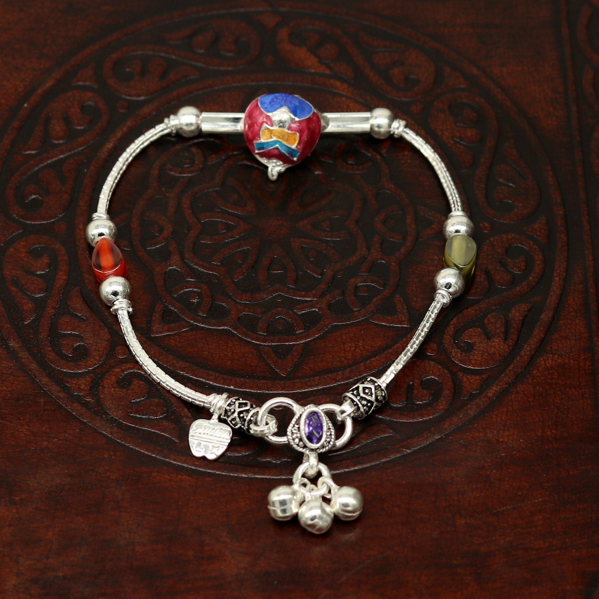 7.5" handmade amazing smiley customized design baby ankle bracelet, teenager personalized baby gifting kids anklets jewelry nank198 - TRIBAL ORNAMENTS