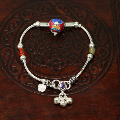 7.5" handmade amazing smiley customized design baby ankle bracelet, teenager personalized baby gifting kids anklets jewelry nank198 - TRIBAL ORNAMENTS
