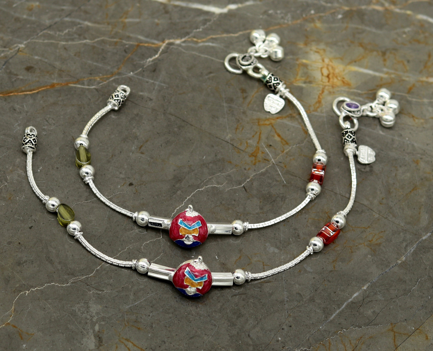 7.5" handmade amazing smiley customized design baby ankle bracelet, teenager personalized baby gifting kids anklets jewelry nank198 - TRIBAL ORNAMENTS