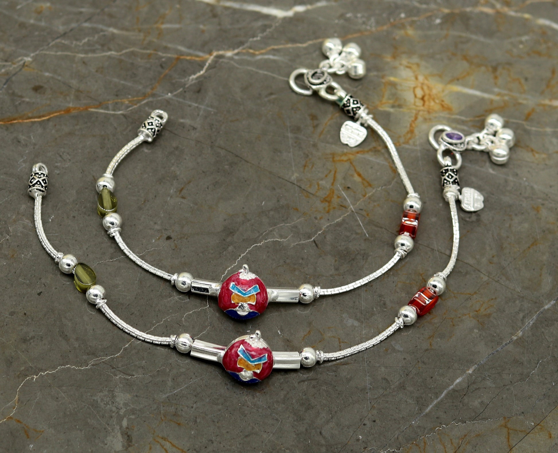 7.5" handmade amazing smiley customized design baby ankle bracelet, teenager personalized baby gifting kids anklets jewelry nank198 - TRIBAL ORNAMENTS