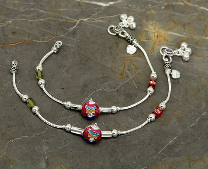7.5" handmade amazing smiley customized design baby ankle bracelet, teenager personalized baby gifting kids anklets jewelry nank198 - TRIBAL ORNAMENTS
