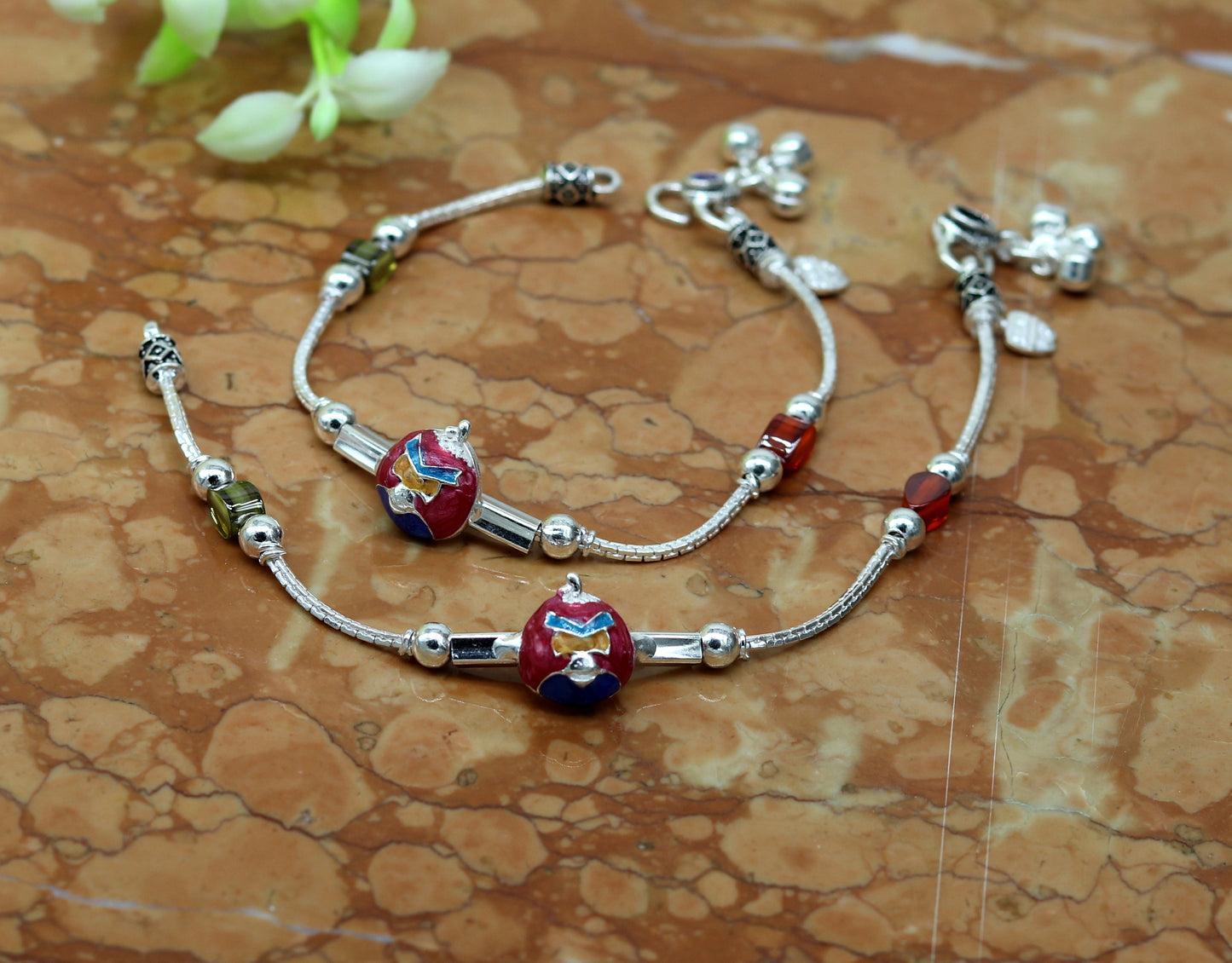 7.5" handmade amazing smiley customized design baby ankle bracelet, teenager personalized baby gifting kids anklets jewelry nank198 - TRIBAL ORNAMENTS