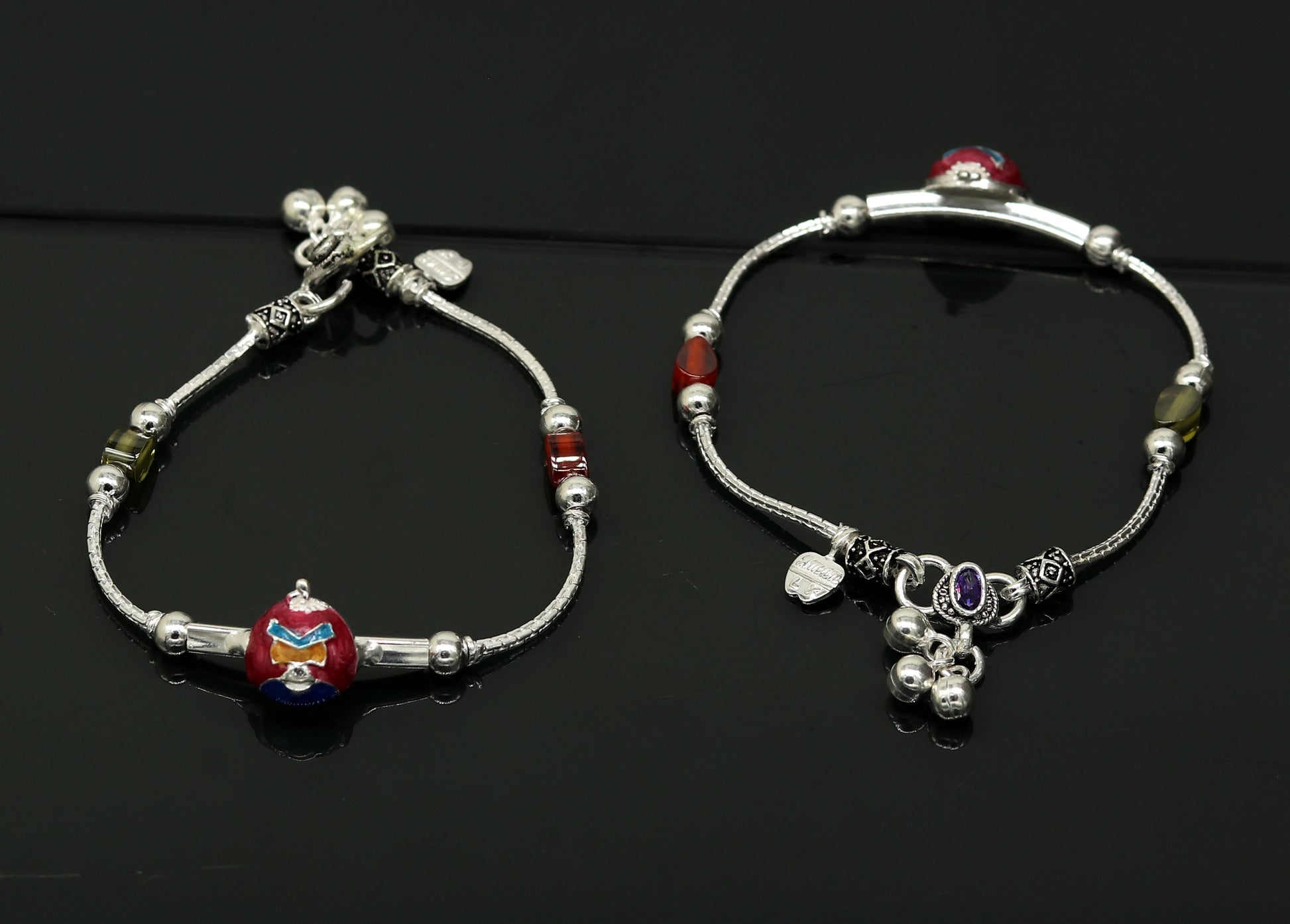 7.5" handmade amazing smiley customized design baby ankle bracelet, teenager personalized baby gifting kids anklets jewelry nank198 - TRIBAL ORNAMENTS