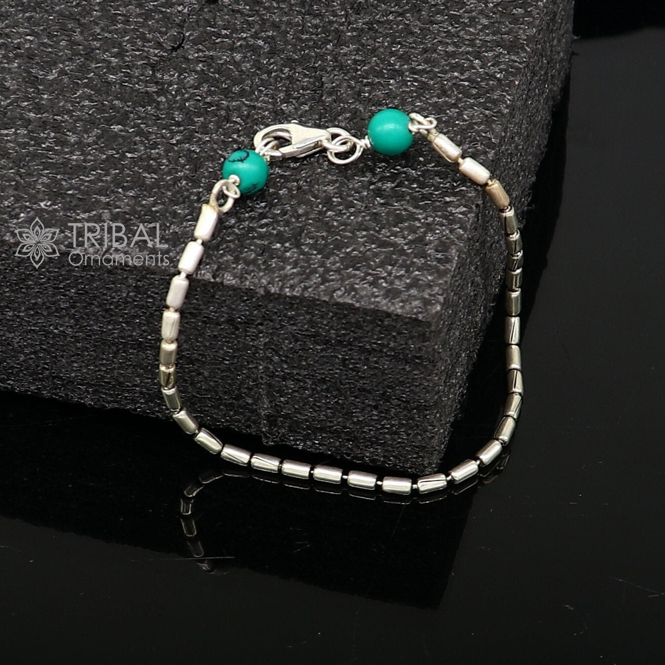 7.5" inches long vintage design 925 sterling silver handmade chain flexible customized bracelet girl's or boy's tribal jewelry india sbr683 - TRIBAL ORNAMENTS