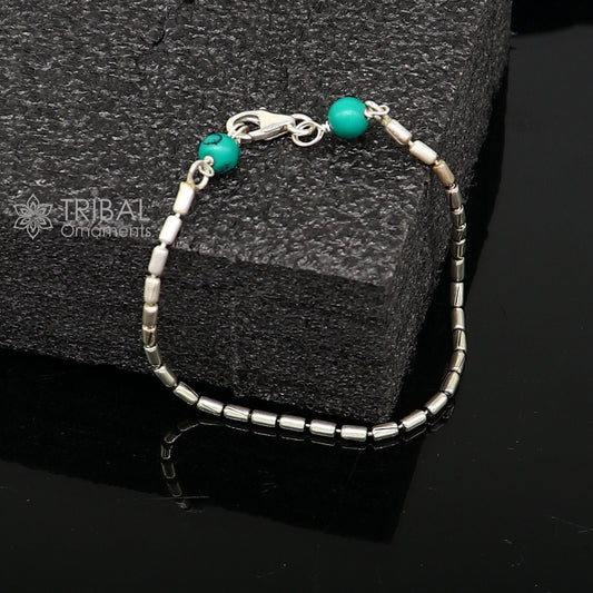 7.5" inches long vintage design 925 sterling silver handmade chain flexible customized bracelet girl's or boy's tribal jewelry india sbr683 - TRIBAL ORNAMENTS