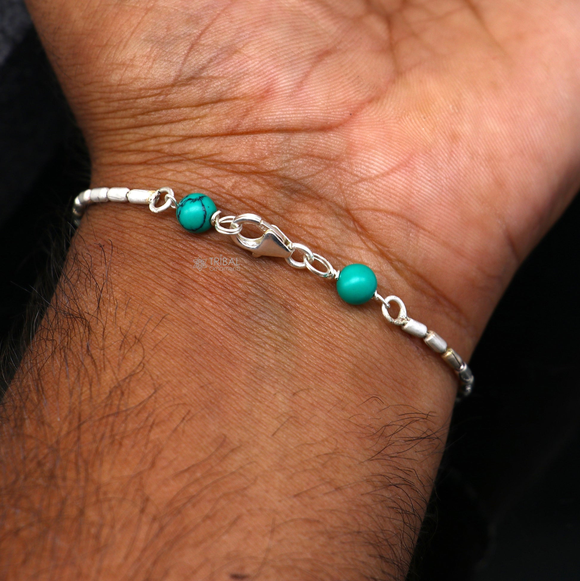 7.5" inches long vintage design 925 sterling silver handmade chain flexible customized bracelet girl's or boy's tribal jewelry india sbr683 - TRIBAL ORNAMENTS