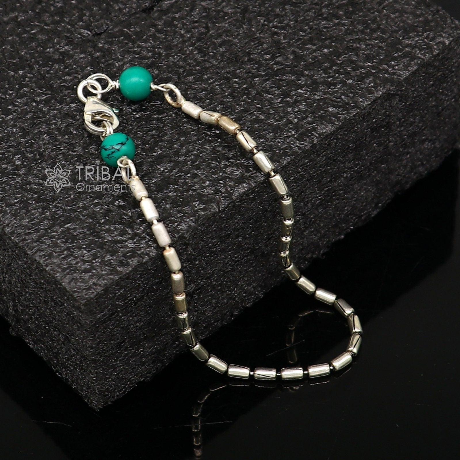 7.5" inches long vintage design 925 sterling silver handmade chain flexible customized bracelet girl's or boy's tribal jewelry india sbr683 - TRIBAL ORNAMENTS