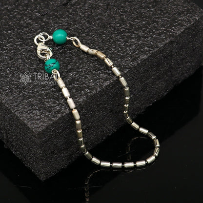 7.5" inches long vintage design 925 sterling silver handmade chain flexible customized bracelet girl's or boy's tribal jewelry india sbr683 - TRIBAL ORNAMENTS