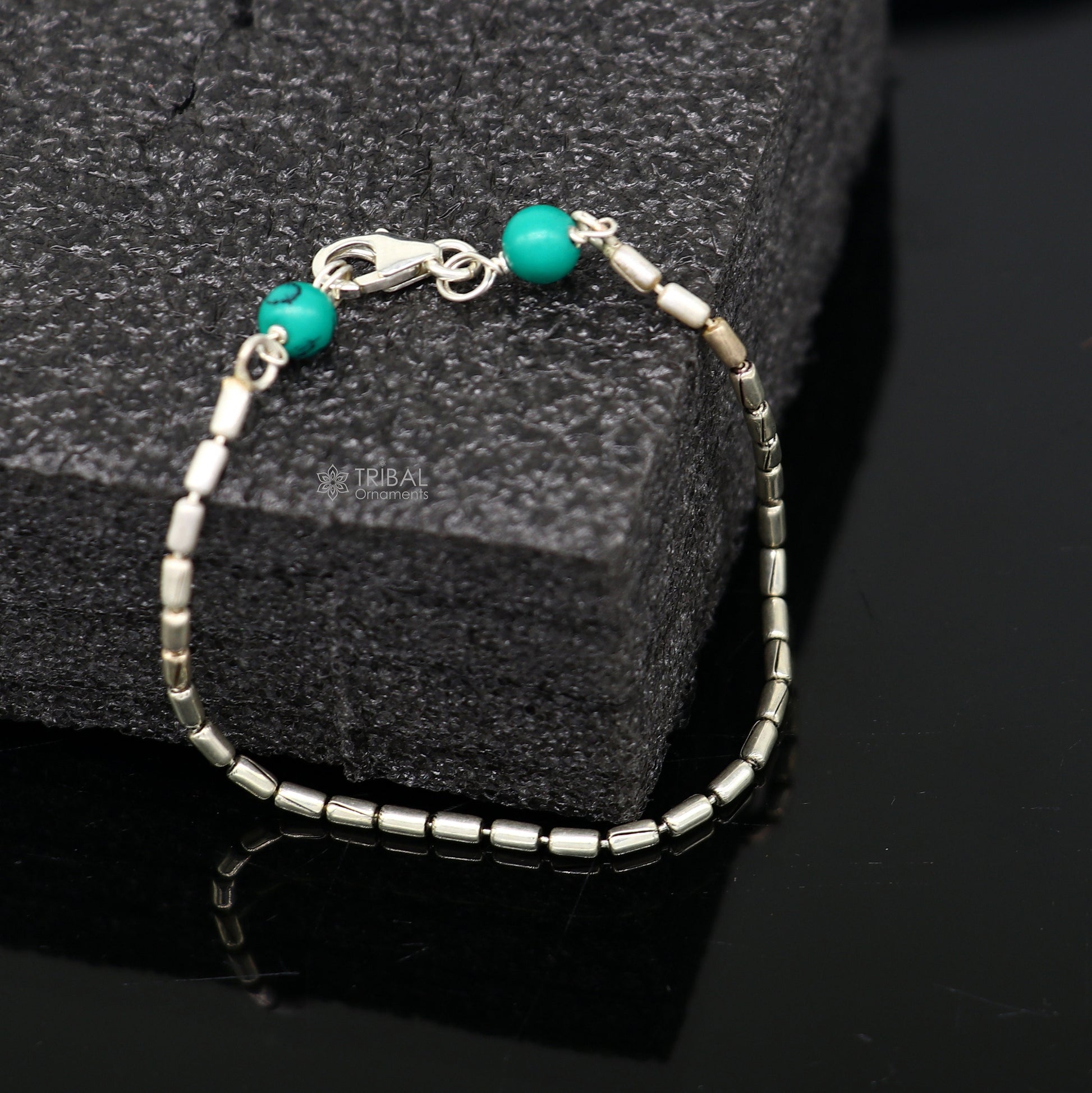 7.5" inches long vintage design 925 sterling silver handmade chain flexible customized bracelet girl's or boy's tribal jewelry india sbr683 - TRIBAL ORNAMENTS