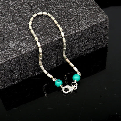 7.5" inches long vintage design 925 sterling silver handmade chain flexible customized bracelet girl's or boy's tribal jewelry india sbr683 - TRIBAL ORNAMENTS