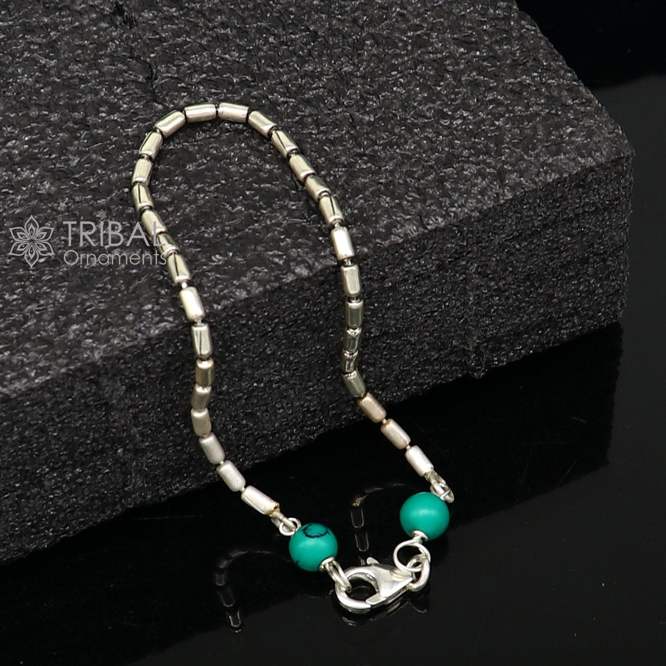 7.5" inches long vintage design 925 sterling silver handmade chain flexible customized bracelet girl's or boy's tribal jewelry india sbr683 - TRIBAL ORNAMENTS