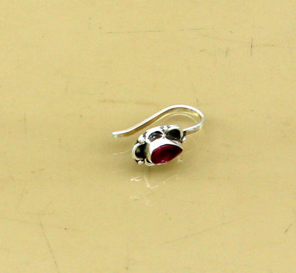 7.5mm 925 sterling silver single stone nose pin, clip on nose pin, customized nose plug ,best wedding party stylish functional jewelry np99 - TRIBAL ORNAMENTS