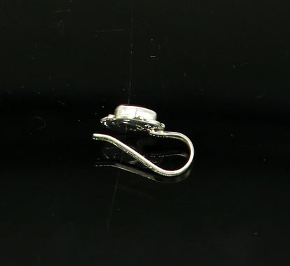 7.5mm 925 sterling silver single stone nose pin, clip on nose pin, customized nose plug ,best wedding party stylish functional jewelry np99 - TRIBAL ORNAMENTS