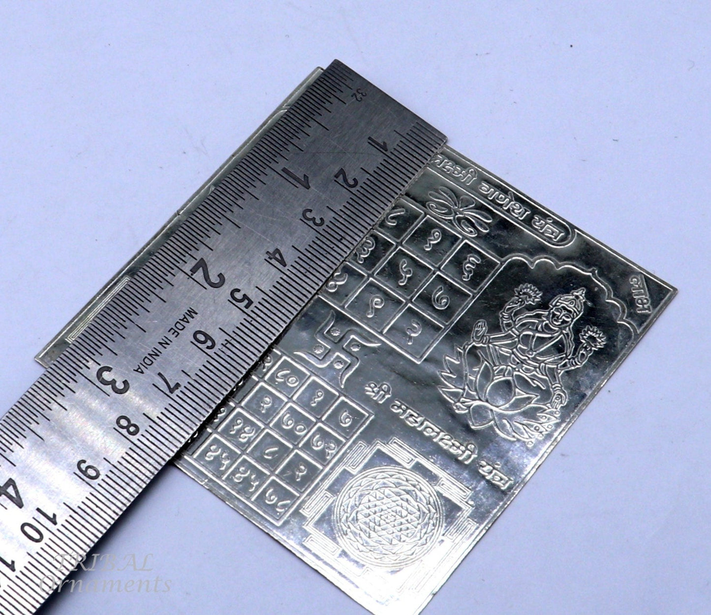 7.5x7.5 cm 925 sterling silver handmade Shree Lakshmi Ganesha Yantra for wealth and prosperity, best Diwali puja article from india su848 - TRIBAL ORNAMENTS