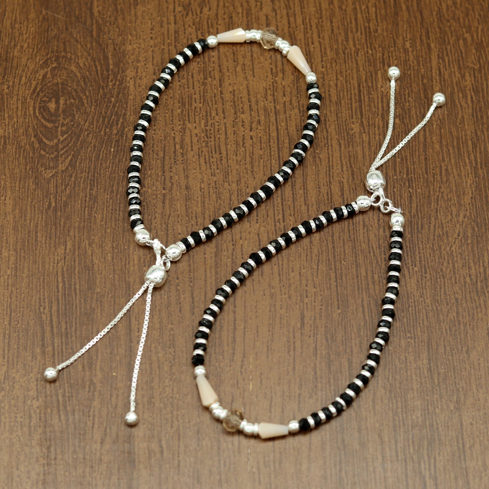 7" 925 sterling silver gorgeous multicolor beads adjustable bracelet, charm bracelet, customized bracelet adjustable girl's jewelry sbr163 - TRIBAL ORNAMENTS