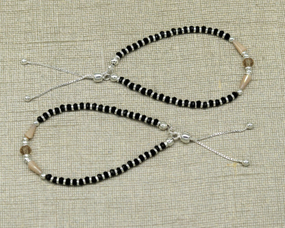 7" 925 sterling silver gorgeous multicolor beads adjustable bracelet, charm bracelet, customized bracelet adjustable girl's jewelry sbr163 - TRIBAL ORNAMENTS